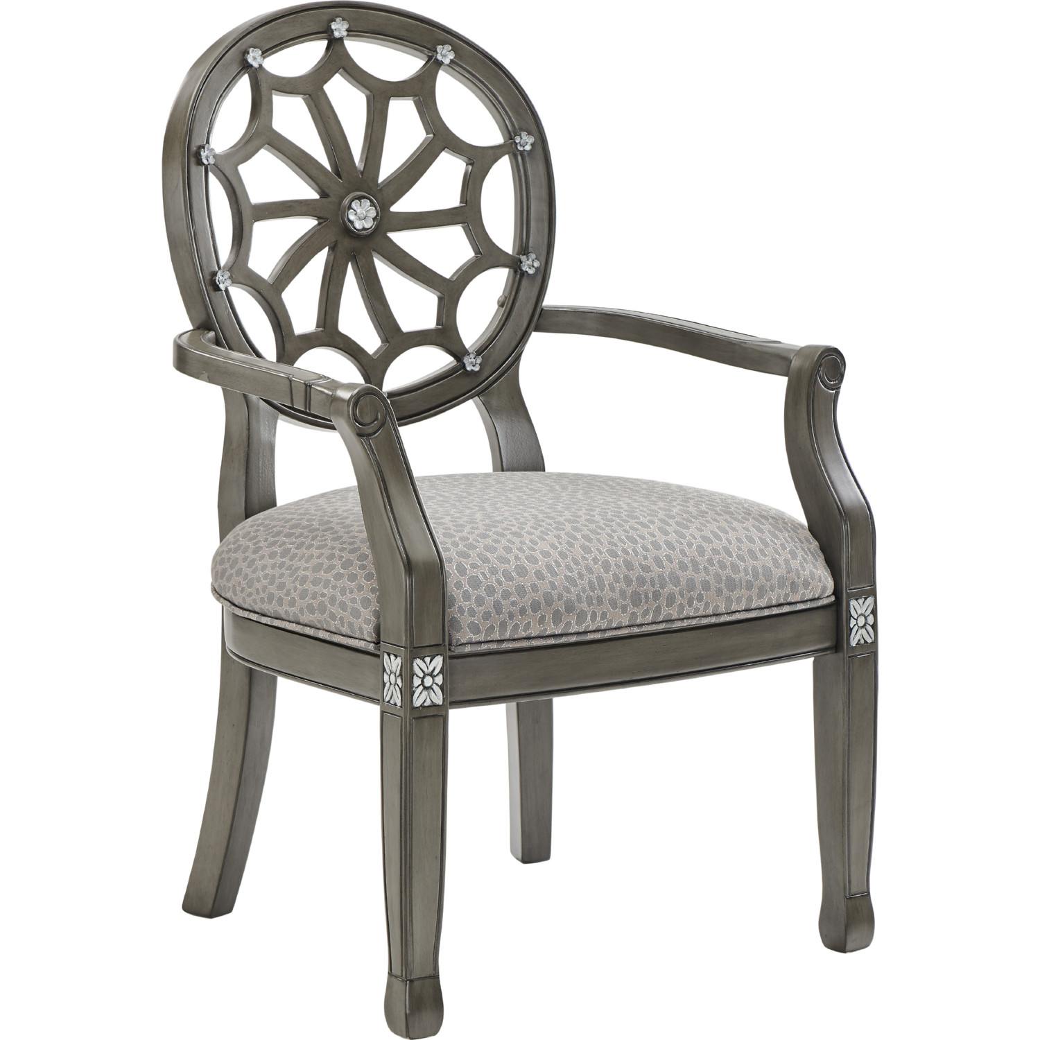 Powell D1225S19 Spider Web Back Accent Chair in Grey Leopard